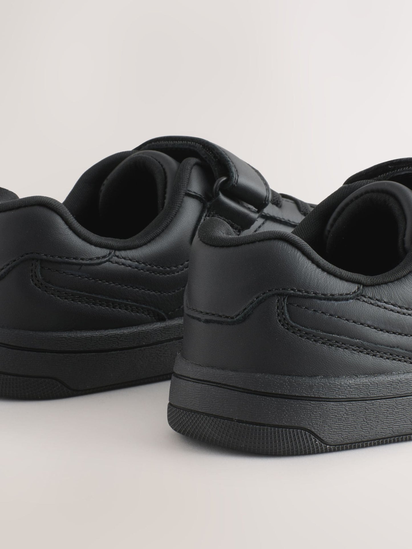 Black Standard Fit (F) Leather Barefoot Touch Fastening Elastic Lace School Shoes image 4