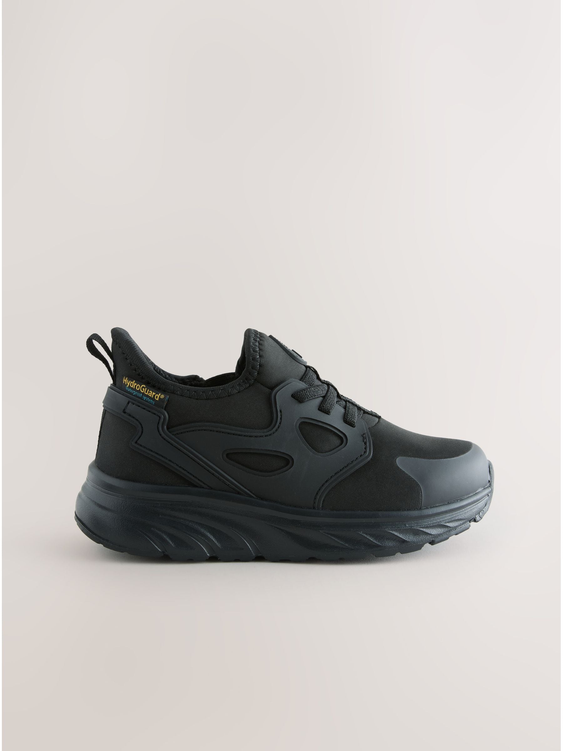 Black Elastic Lace Waterproof School Trainers image 2