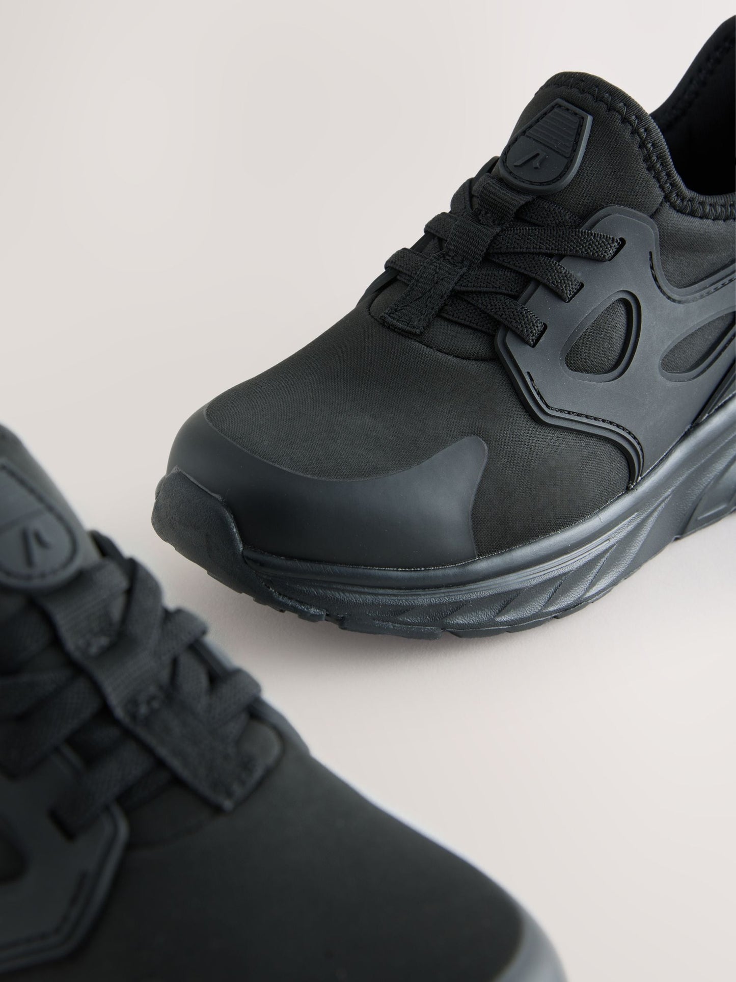 Black Elastic Lace Waterproof School Trainers image 4