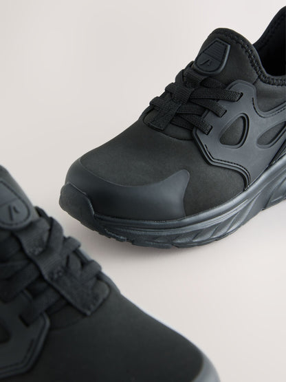 Black Elastic Lace Waterproof School Trainers image 4
