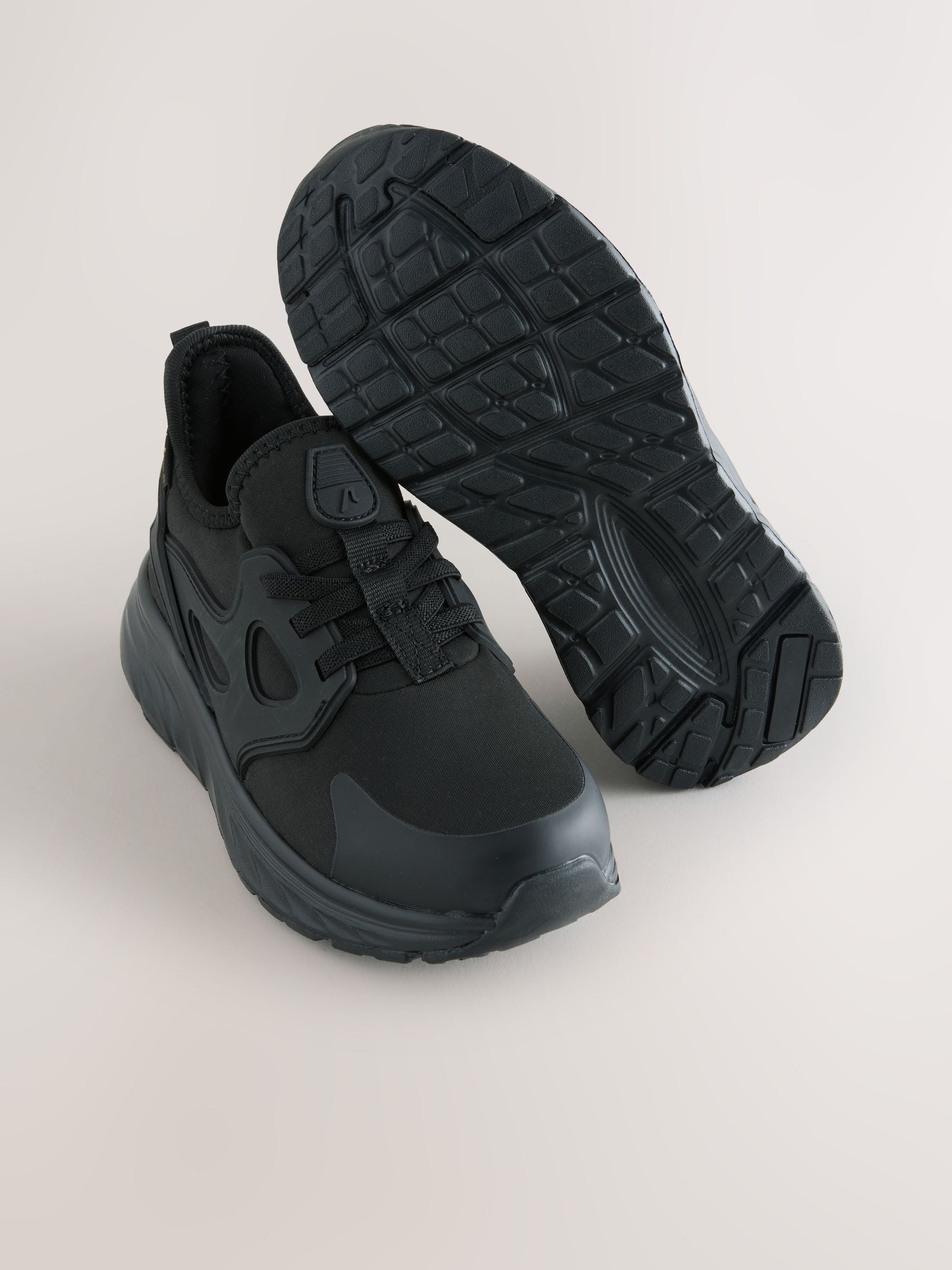 Black Elastic Lace Waterproof School Trainers image 5