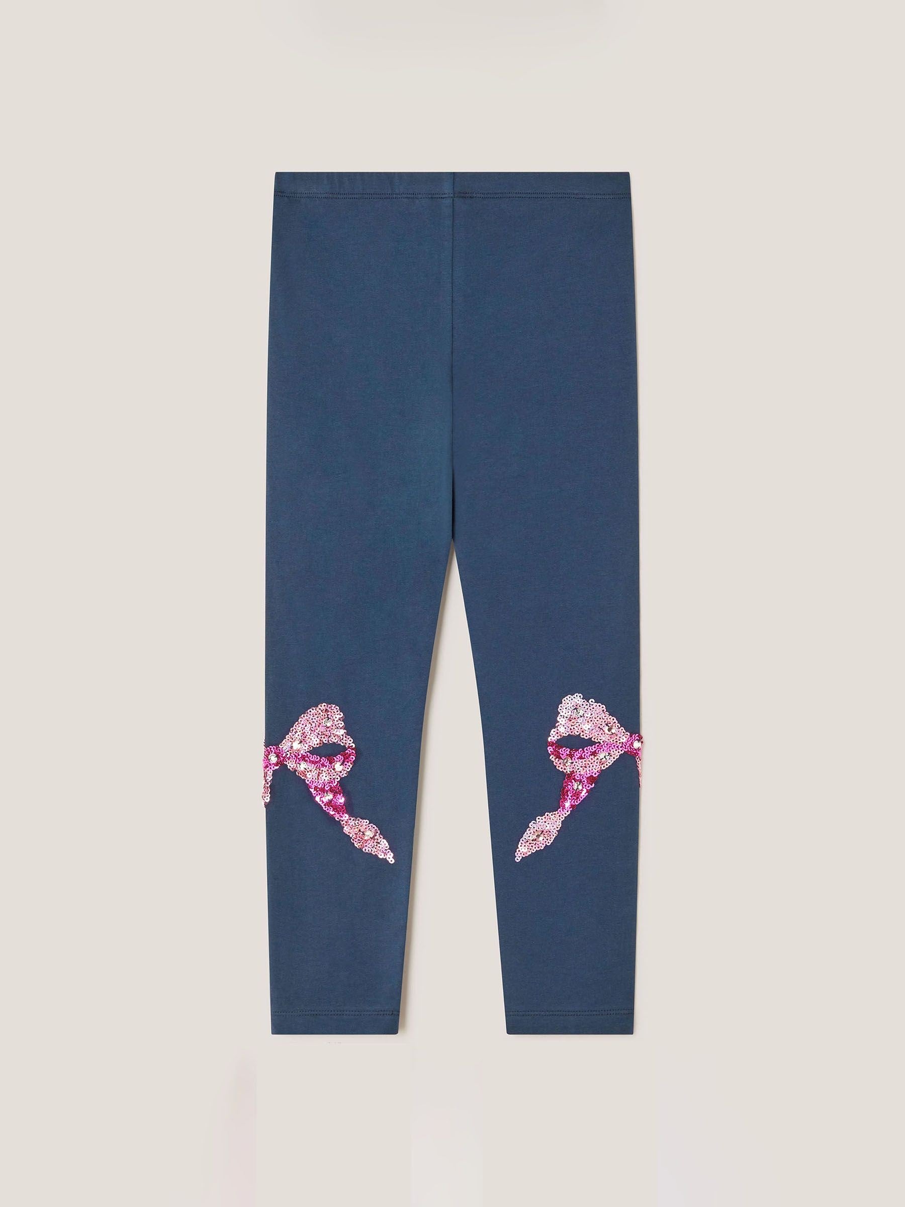 Monsoon Blue Sequin Bow Leggings image 2