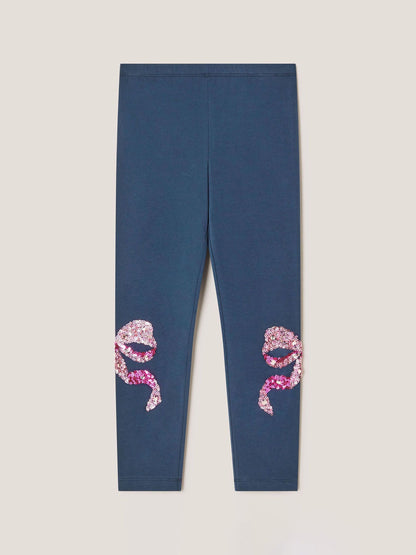 Monsoon Blue Sequin Bow Leggings image 3