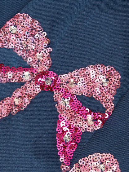 Monsoon Blue Sequin Bow Leggings image 4