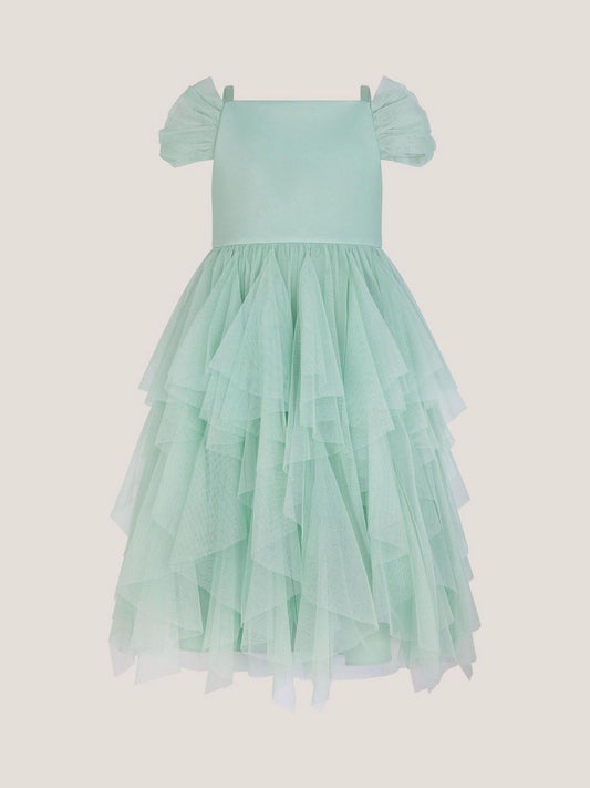 Monsoon Green Scarlet Off The Shoulder Tulle Dress image 2