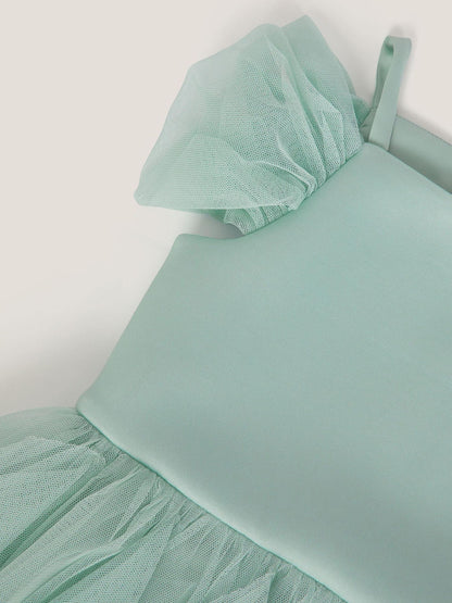 Monsoon Green Scarlet Off The Shoulder Tulle Dress image 4