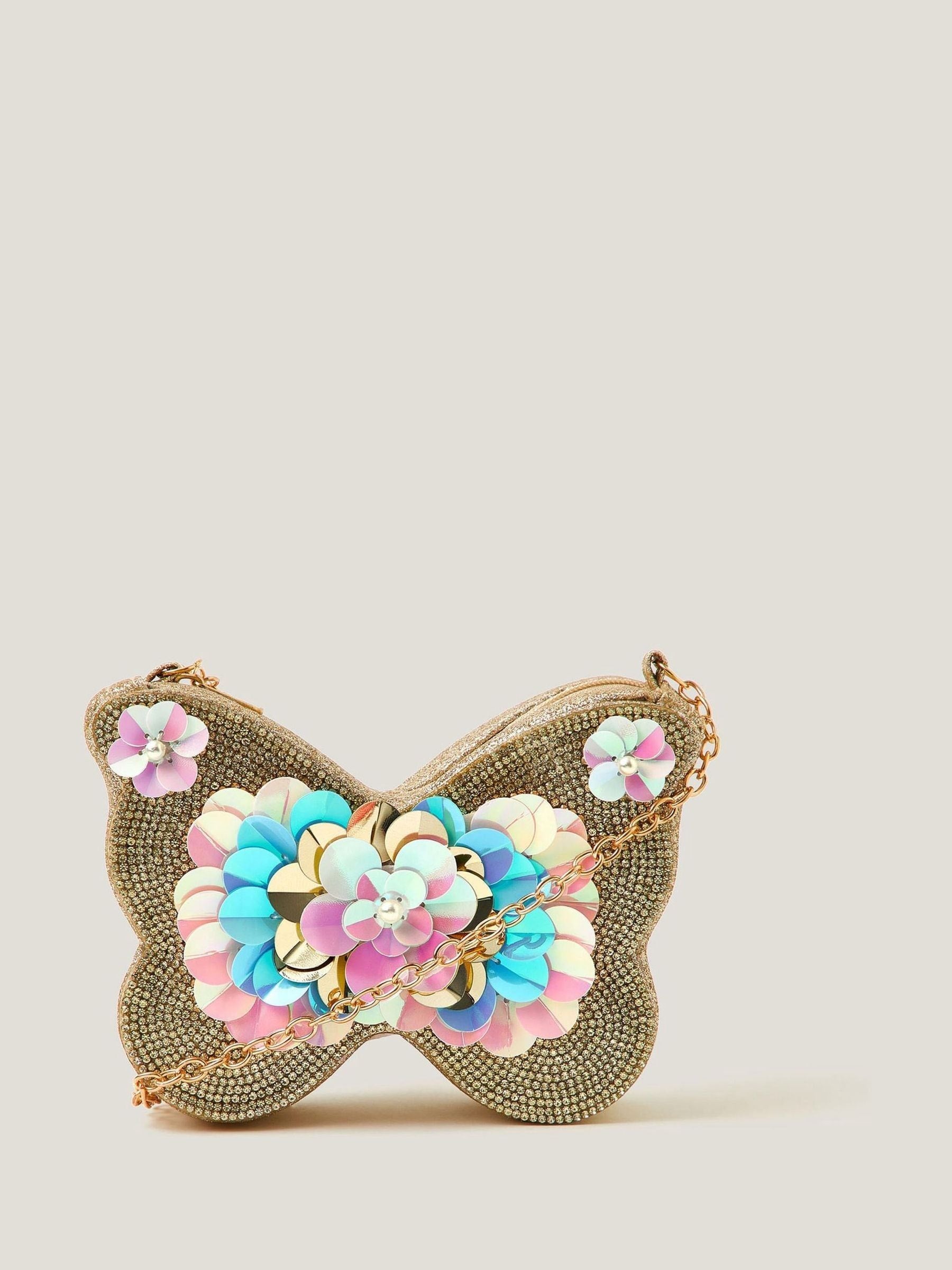 Monsoon Gold Sequin Embellished Butterfly Bag image 1