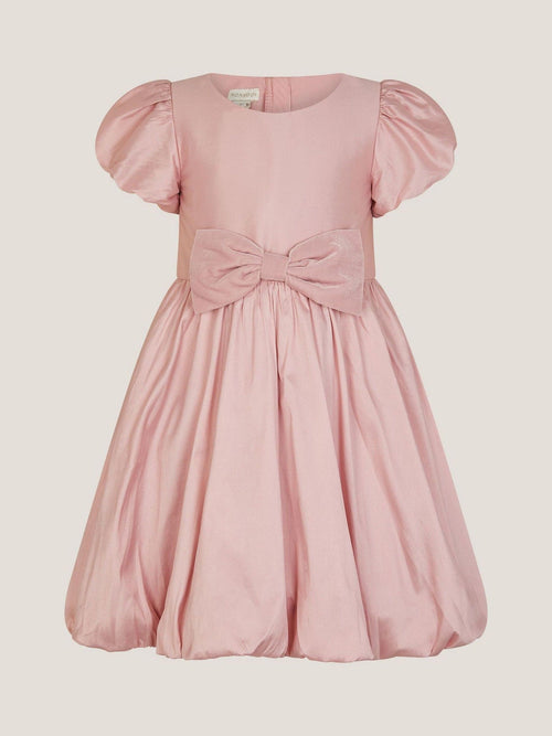 Monsoon Pink Puff Sleeve Velvet Bow Party Dress image 1