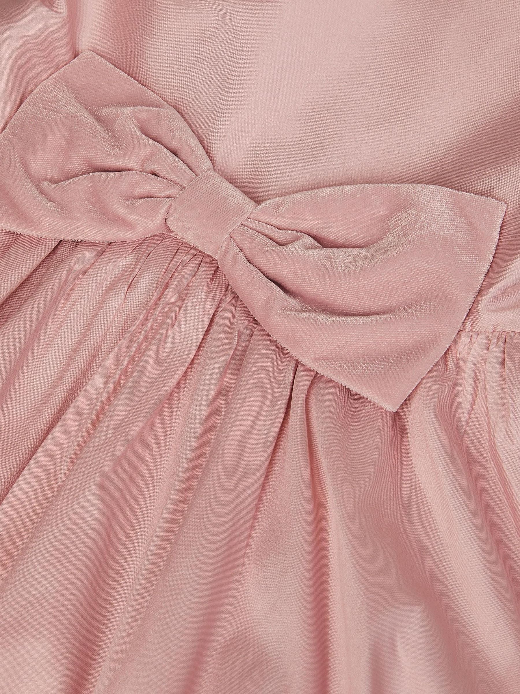 Monsoon Pink Puff Sleeve Velvet Bow Party Dress image 3