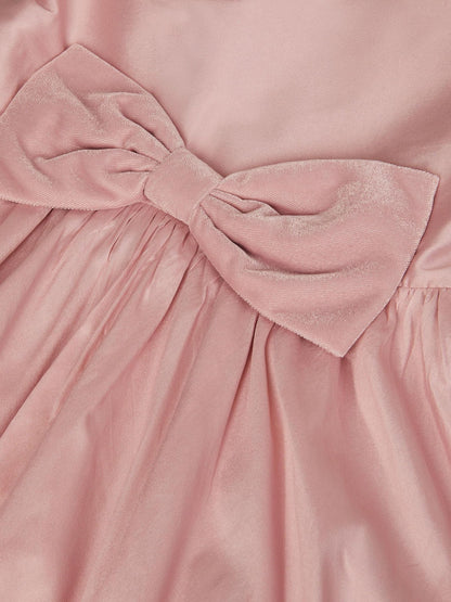 Monsoon Pink Puff Sleeve Velvet Bow Party Dress image 3