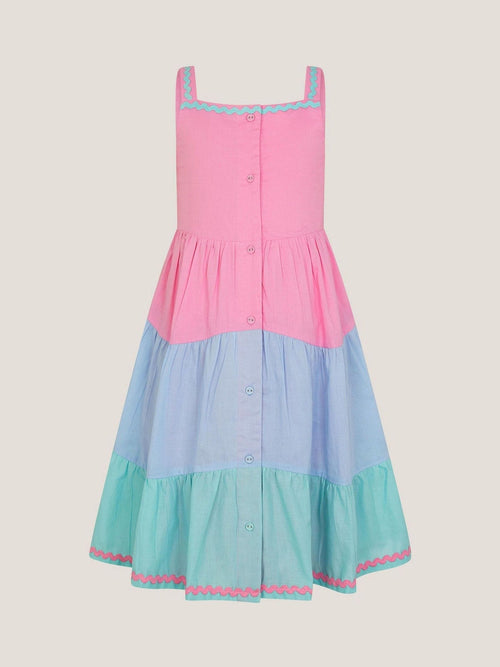 Monsoon Pink Strappy Colour Block Sun Dress image 1