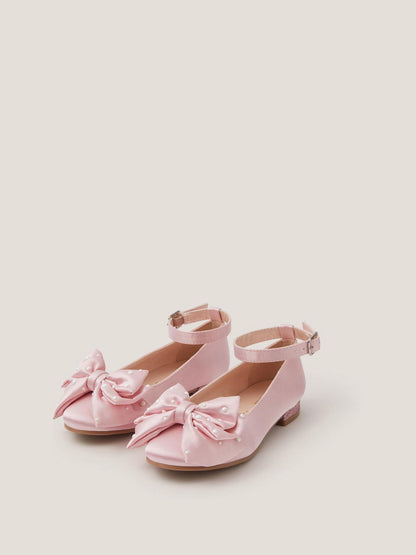 Monsoon Pink Pearl Bow Satin Flats image 2