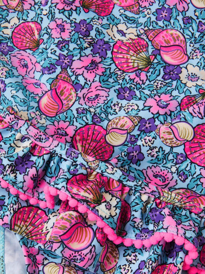 Monsoon Blue Floral Shell Print UPF50+ Long Sleeve Swim Set image 3