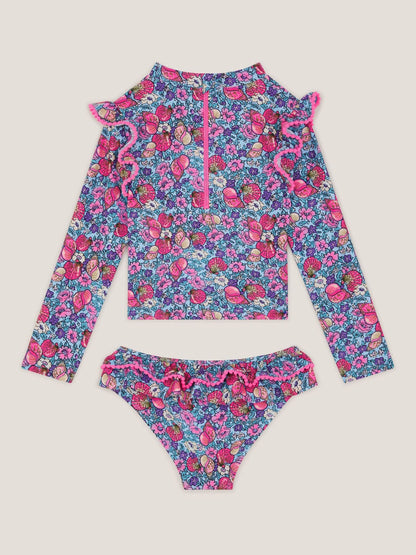 Monsoon Blue Floral Shell Print UPF50+ Long Sleeve Swim Set image 1