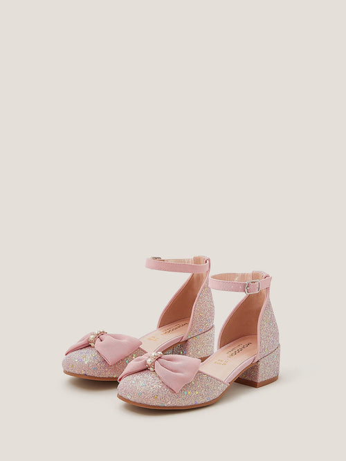 Monsoon Pink Bow Glitter Chunky Heels image 1