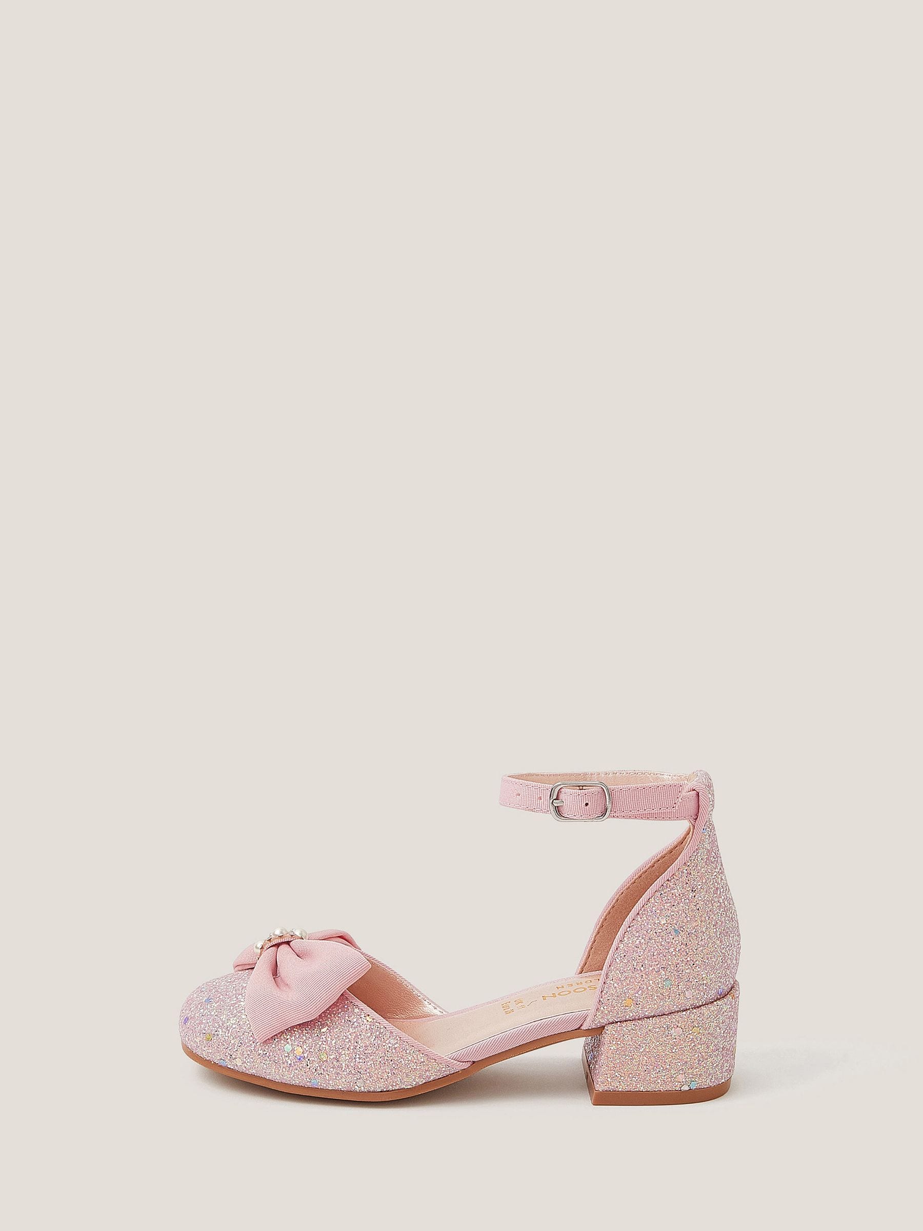 Monsoon Pink Bow Glitter Chunky Heels image 3