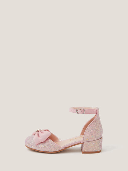 Monsoon Pink Bow Glitter Chunky Heels image 3