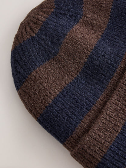 Dsiney Kidz - Baker by Ted Baker Blue/Chocolate Brown Stripe Beanie and Mittens Set image 3