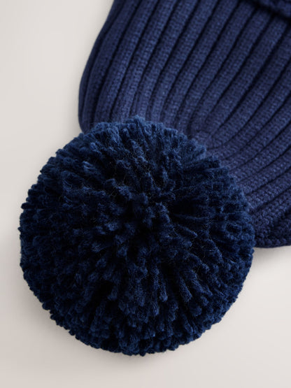 Dsiney Kidz - Baker by Ted Baker Navy Logo Knitted Pom Hat and Mittens Set image 3