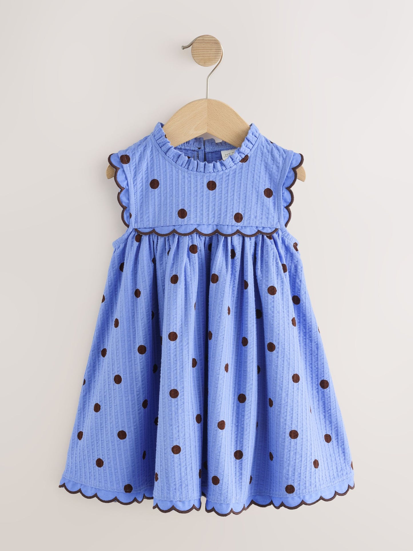 Dsiney Kidz - Blue Spot Sleeveless Scallop Detail Summer Dress (3mths-7yrs) image 5