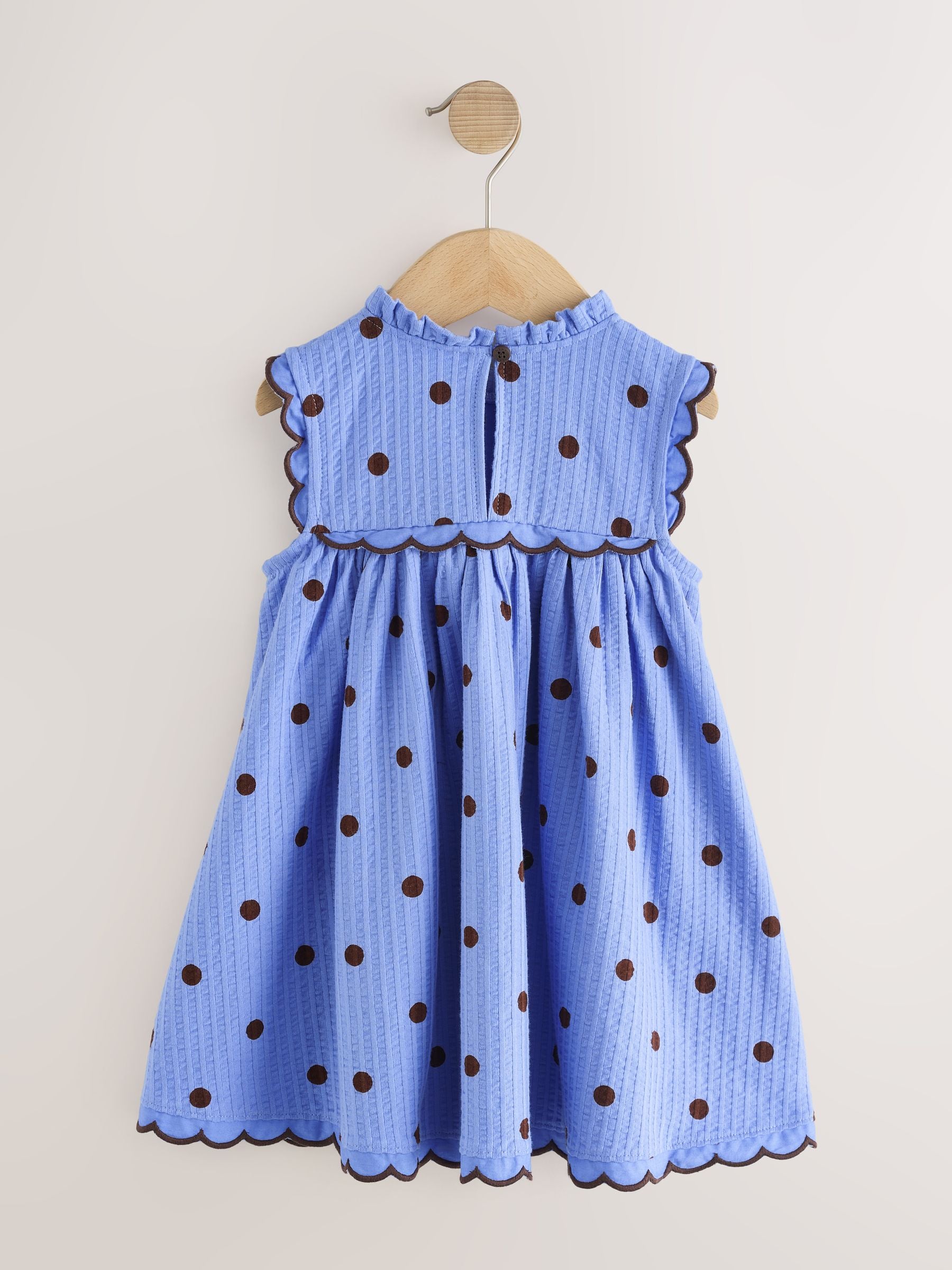 Dsiney Kidz - Blue Spot Sleeveless Scallop Detail Summer Dress (3mths-7yrs) image 6