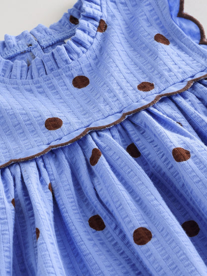 Dsiney Kidz - Blue Spot Sleeveless Scallop Detail Summer Dress (3mths-7yrs) image 7