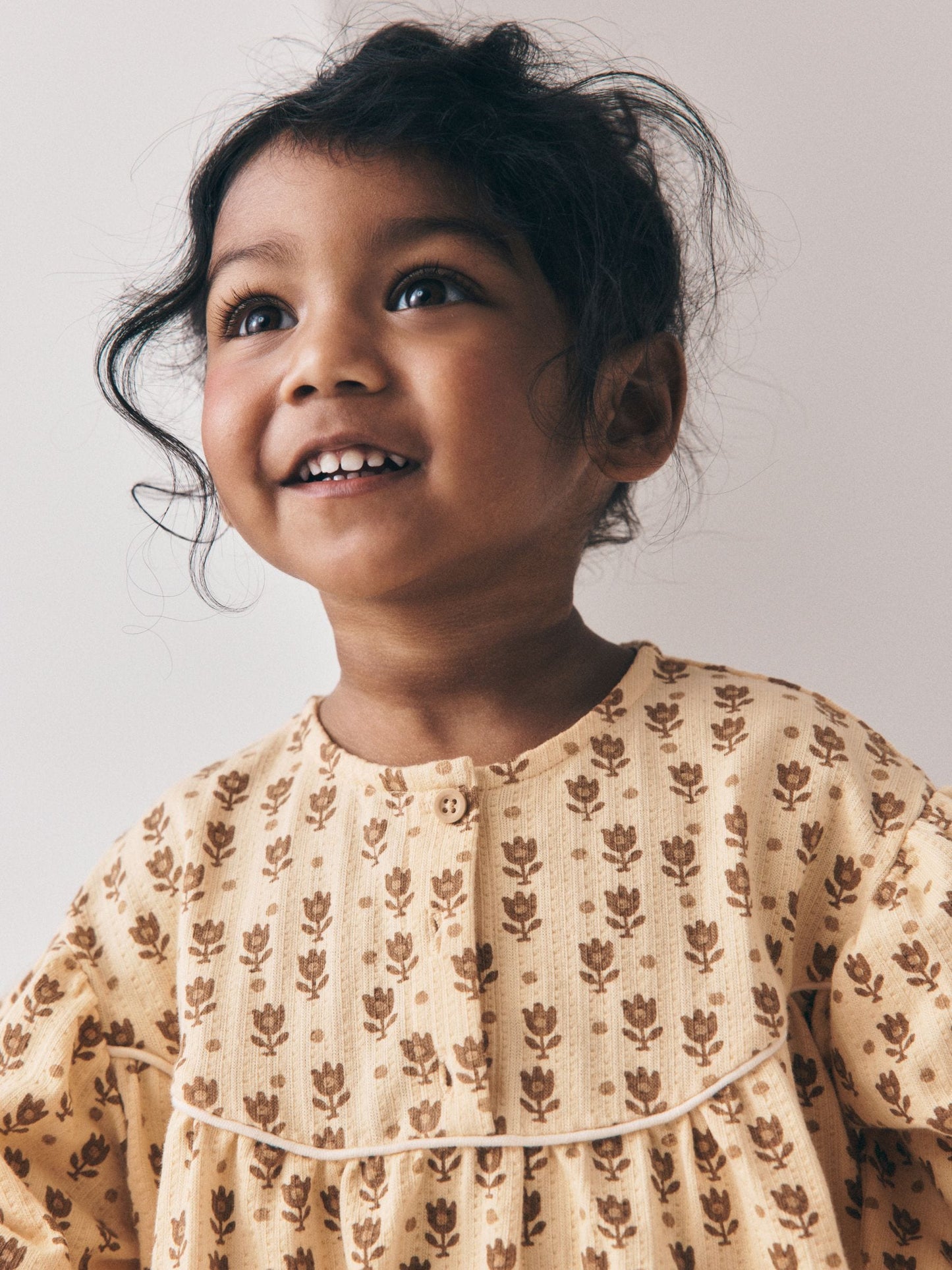 Dsiney Kidz - Neutral Floral Long Puff Sleeve Dress (3mths-7yrs) image 5