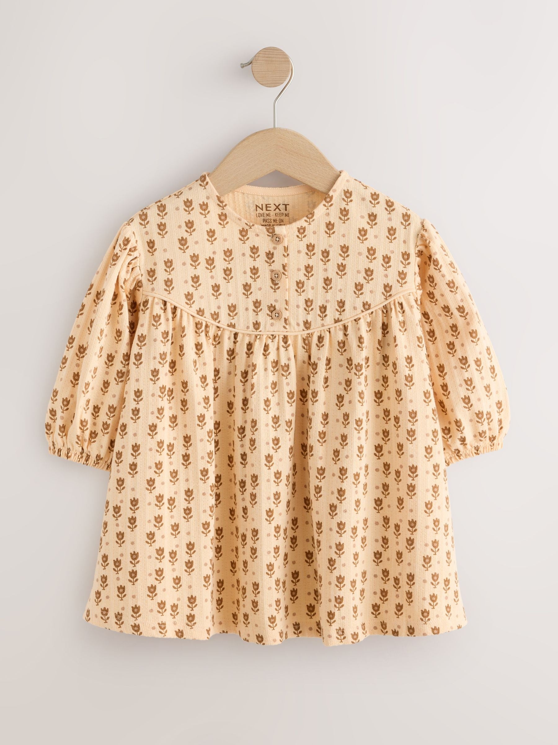 Dsiney Kidz - Neutral Floral Long Puff Sleeve Dress (3mths-7yrs) image 6