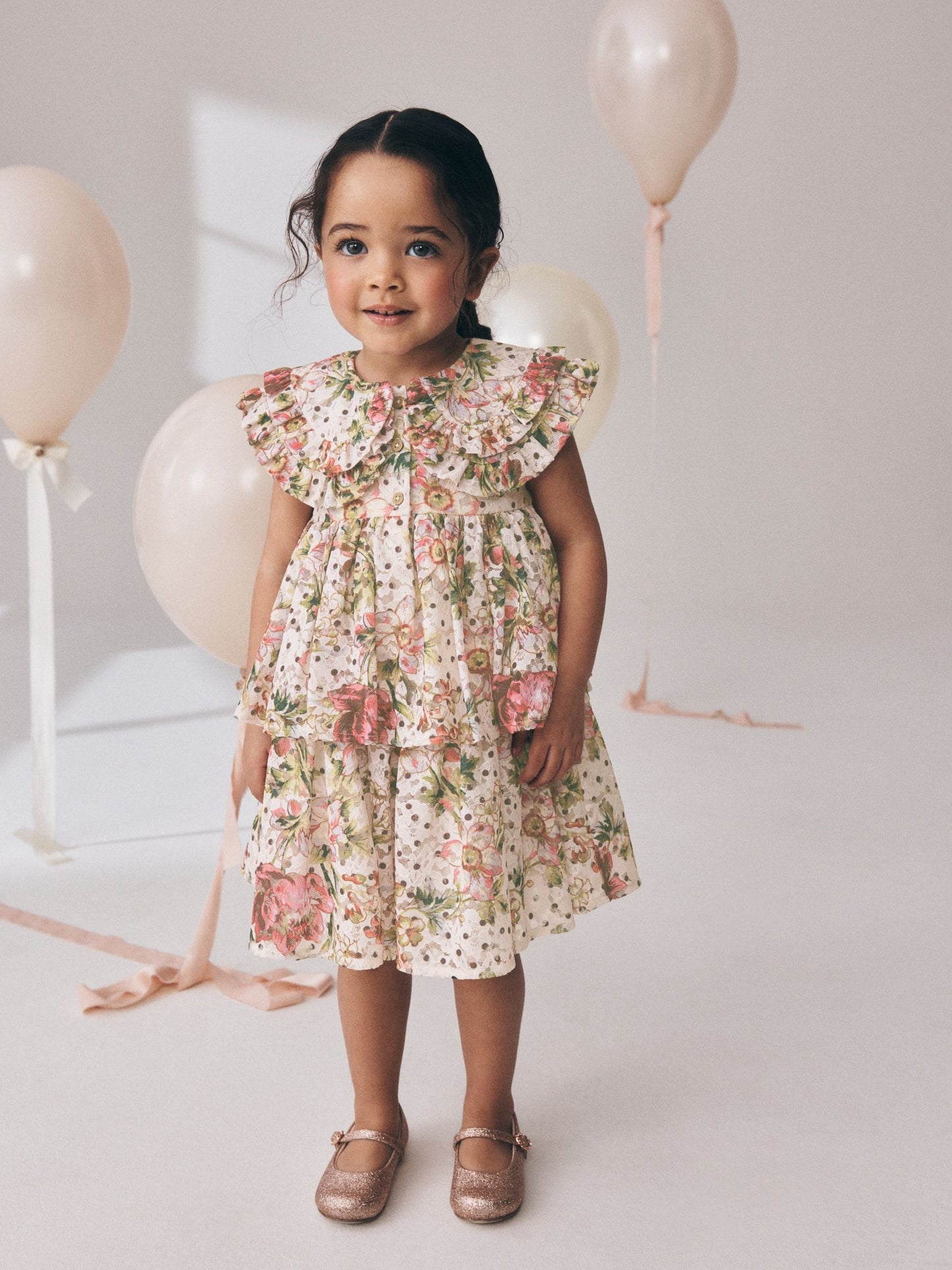 Floral Sleeveless Lace Collar Tiered Dress (3mths-7yrs) image 3