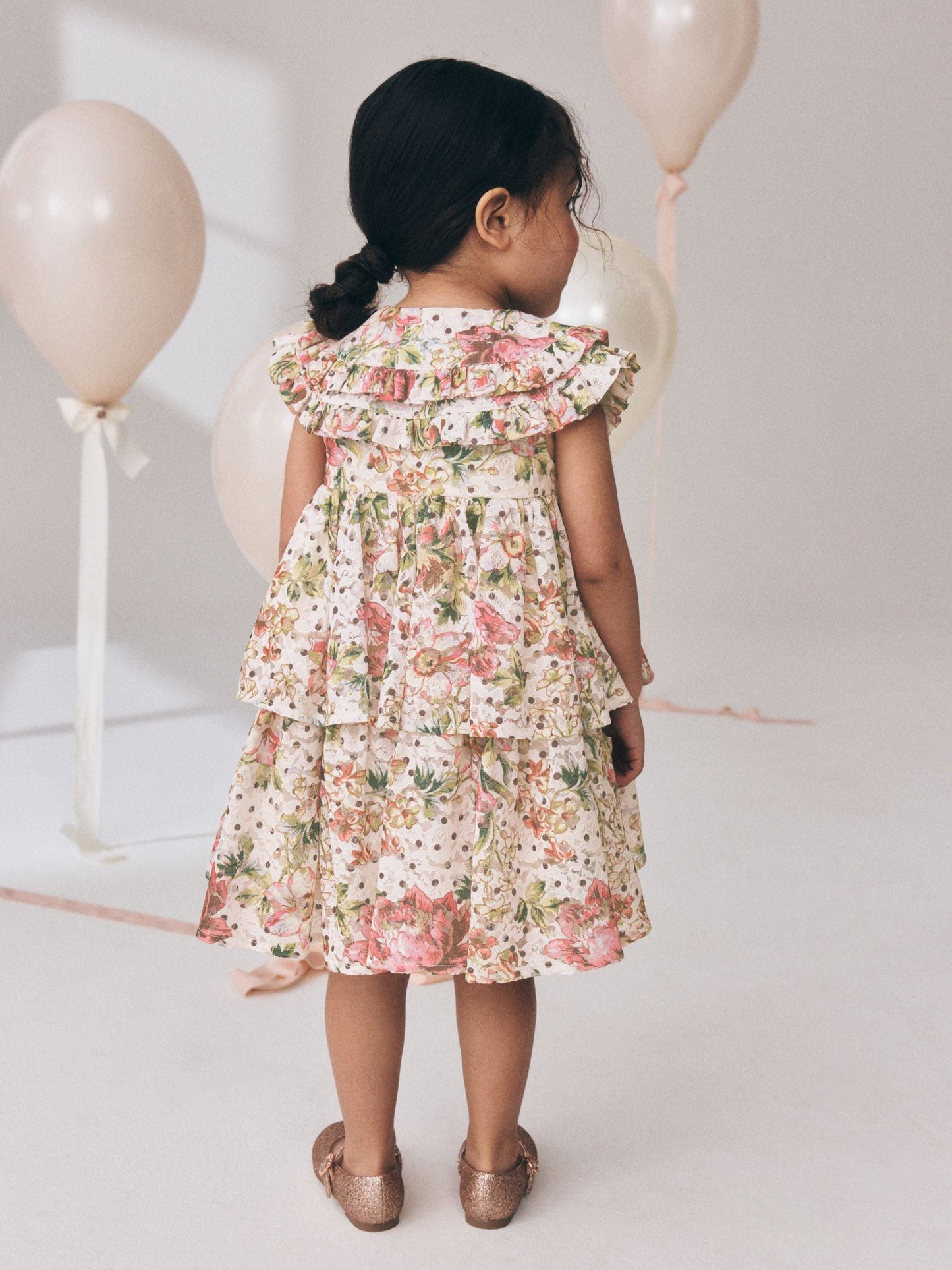 Floral Sleeveless Lace Collar Tiered Dress (3mths-7yrs) image 4