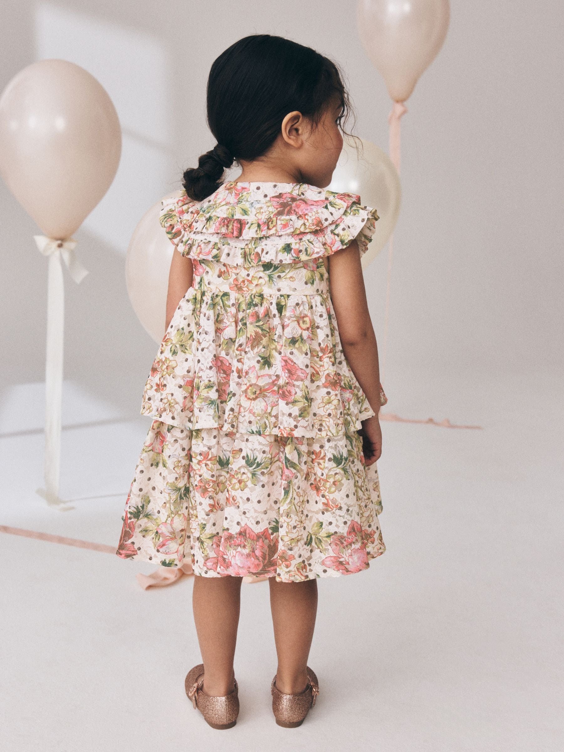 Floral Sleeveless Lace Collar Tiered Dress (3mths-7yrs) image 4