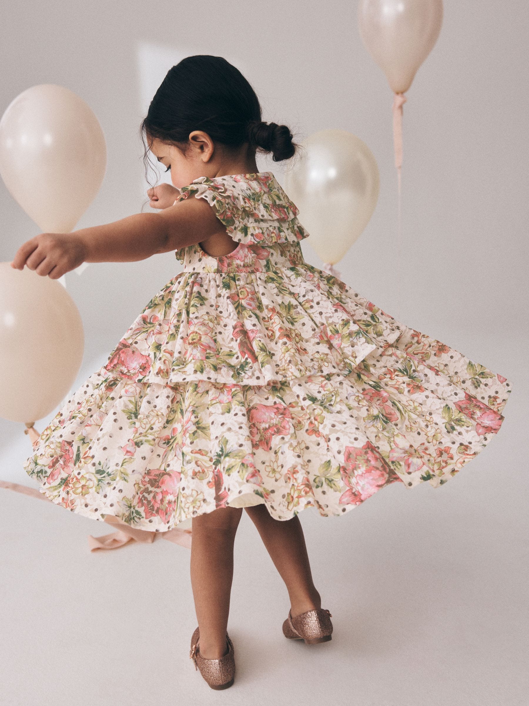 Floral Sleeveless Lace Collar Tiered Dress (3mths-7yrs) image 5