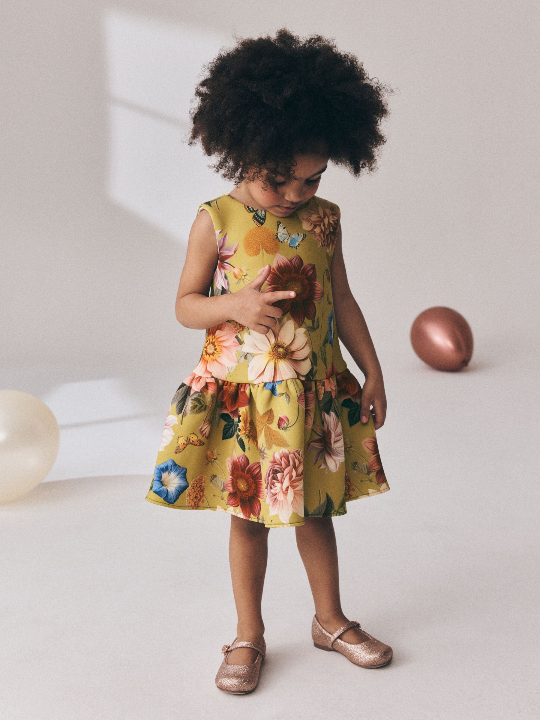 Dsiney Kidz - Mustard Yellow Scuba Occasion Dress (3mths-7yrs) image 1