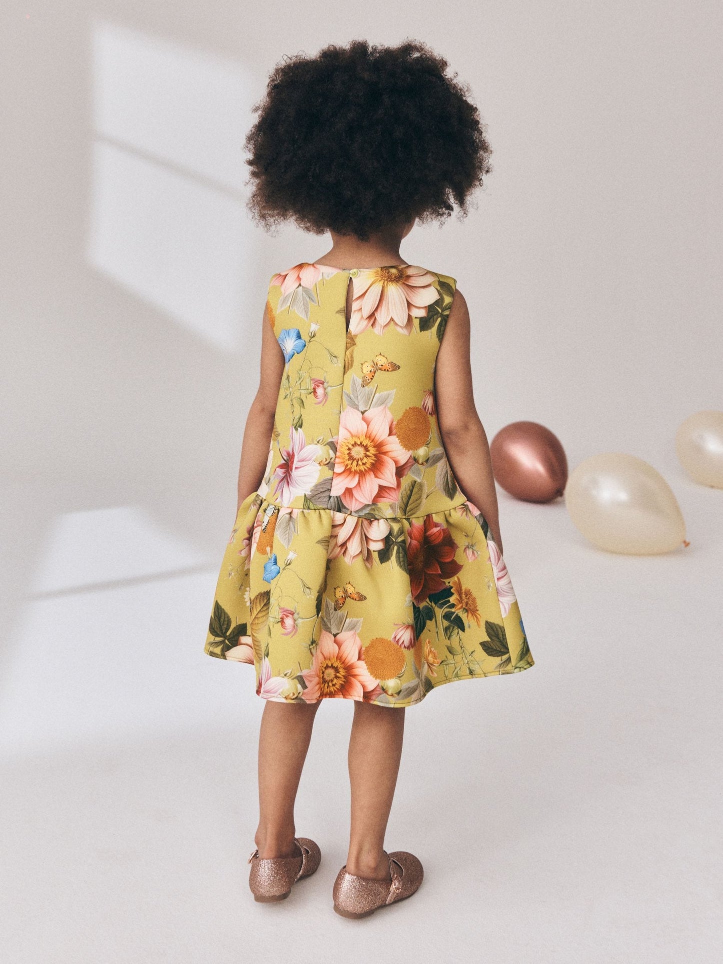 Dsiney Kidz - Mustard Yellow Scuba Occasion Dress (3mths-7yrs) image 3