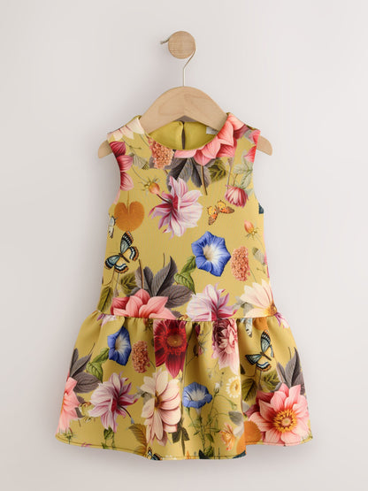 Dsiney Kidz - Mustard Yellow Scuba Occasion Dress (3mths-7yrs) image 4