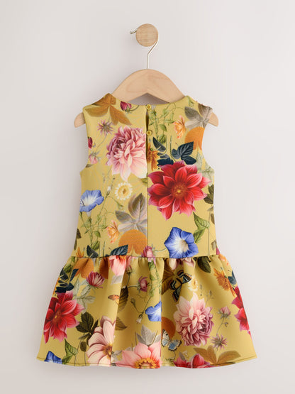 Dsiney Kidz - Mustard Yellow Scuba Occasion Dress (3mths-7yrs) image 5