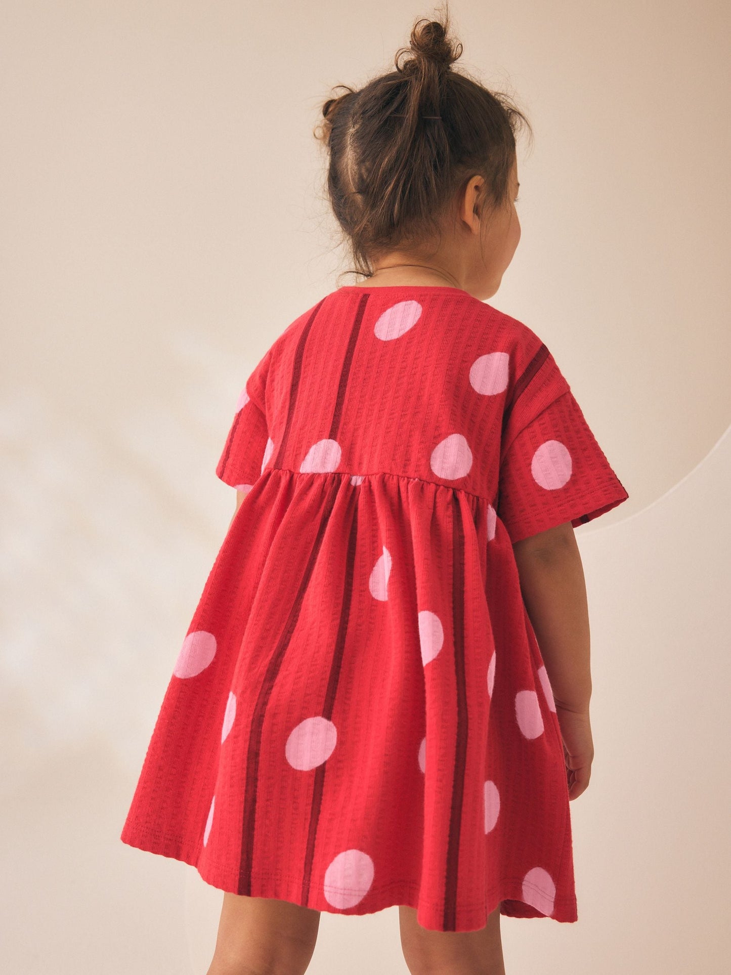 Red Pink Polka Dot Short Sleeve Jersey Dress (3mths-7yrs) image 3