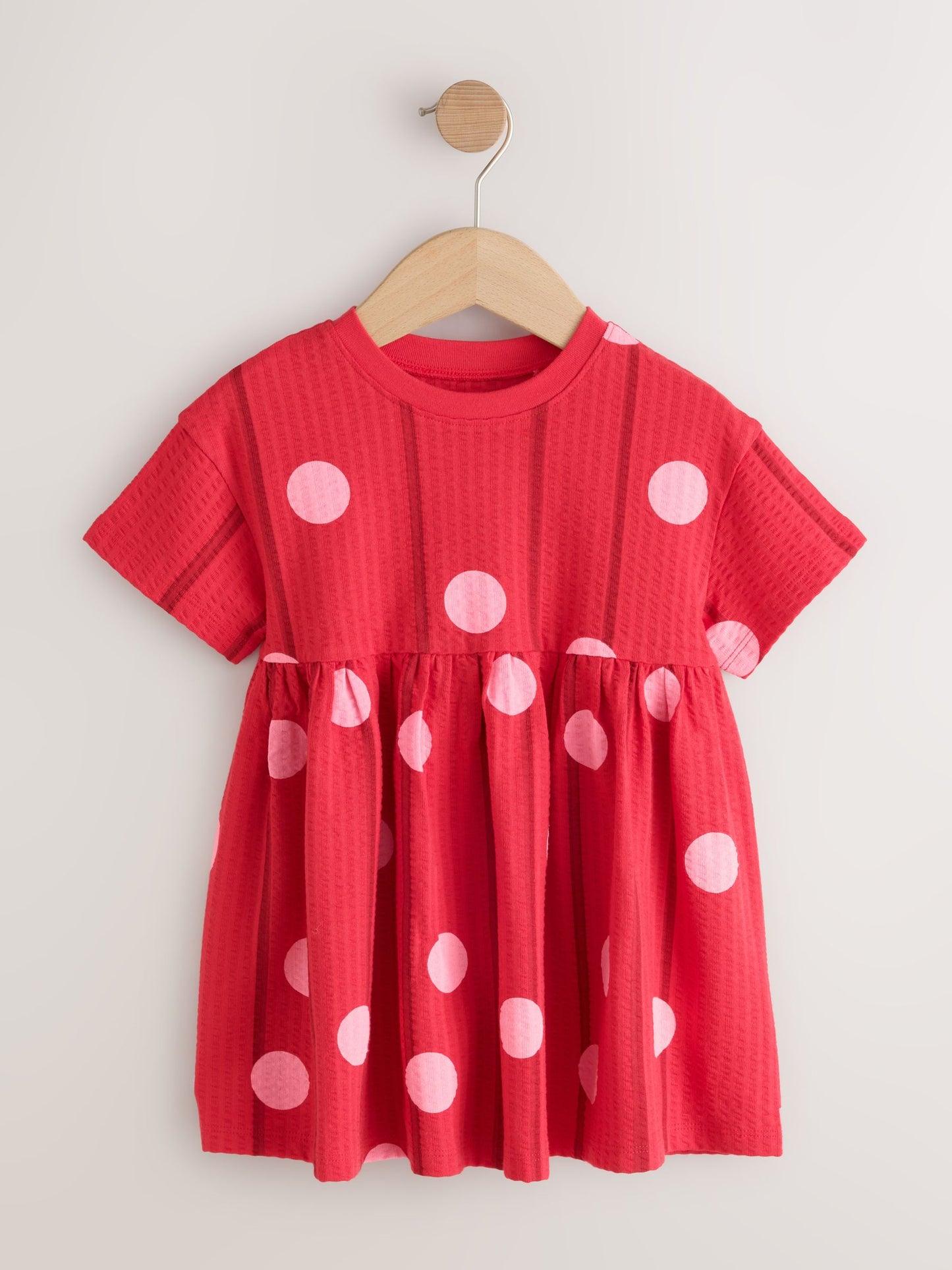 Red Pink Polka Dot Short Sleeve Jersey Dress (3mths-7yrs) image 4