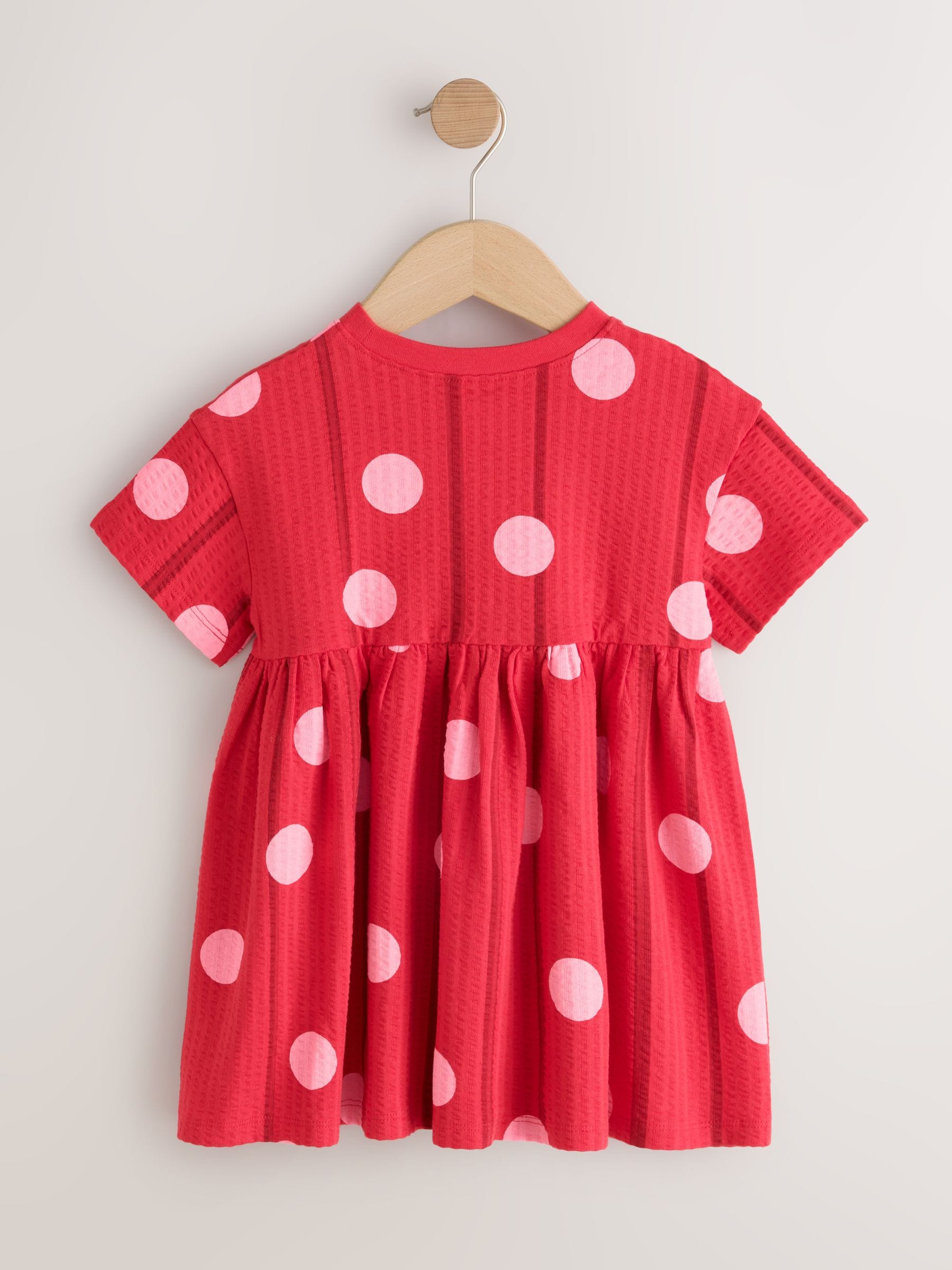 Red Pink Polka Dot Short Sleeve Jersey Dress (3mths-7yrs) image 5