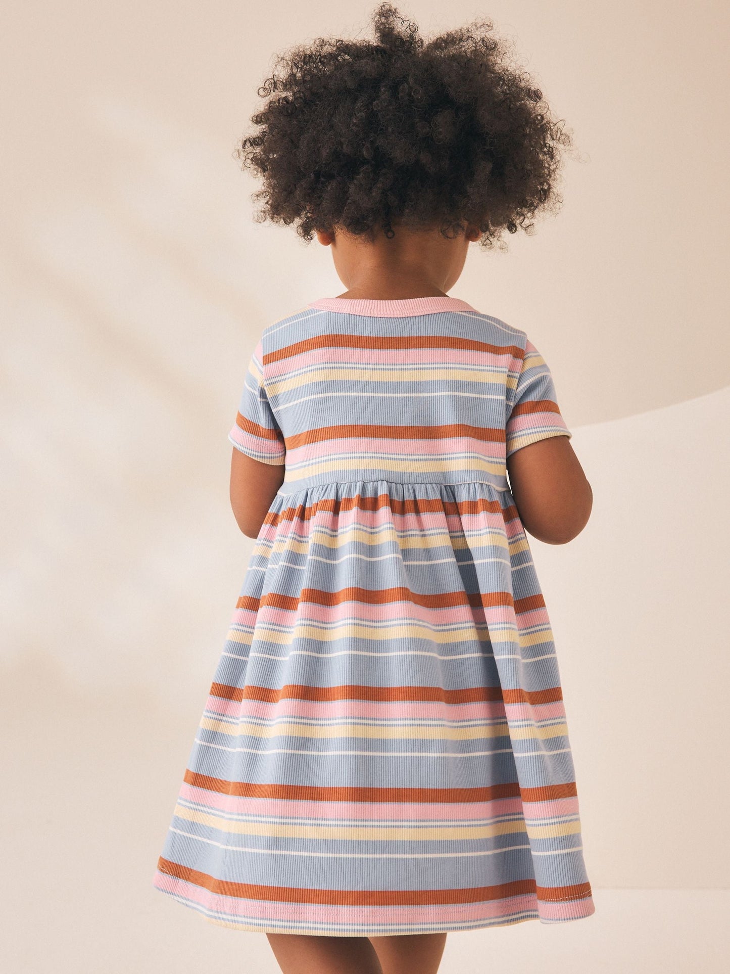 Blue Pink Stripe Short Sleeve Ribbed Dress (3mths-7yrs) image 3