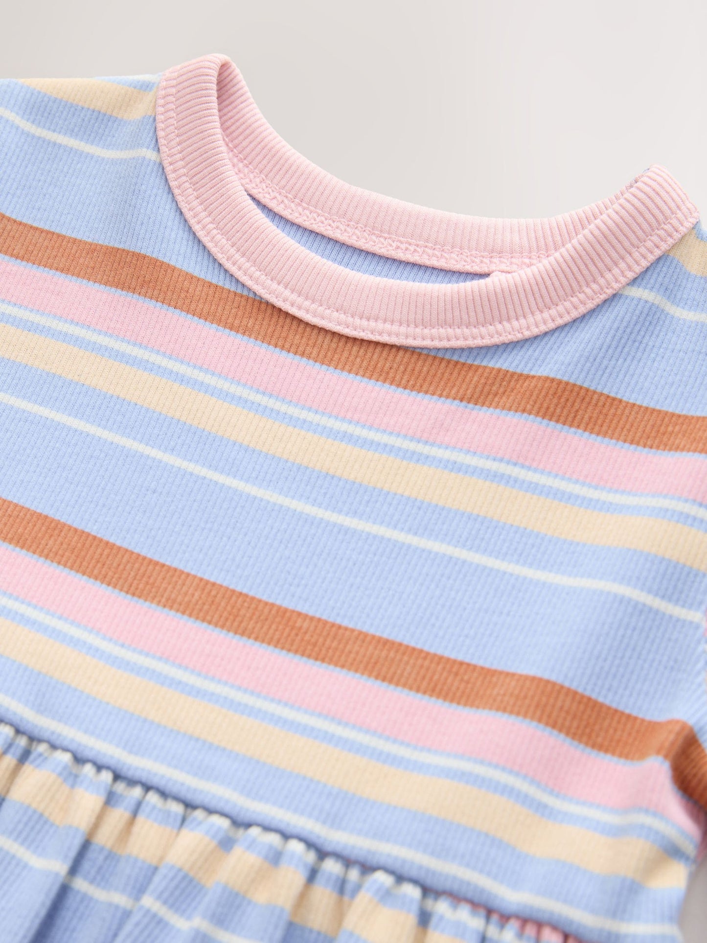 Blue Pink Stripe Short Sleeve Ribbed Dress (3mths-7yrs) image 8