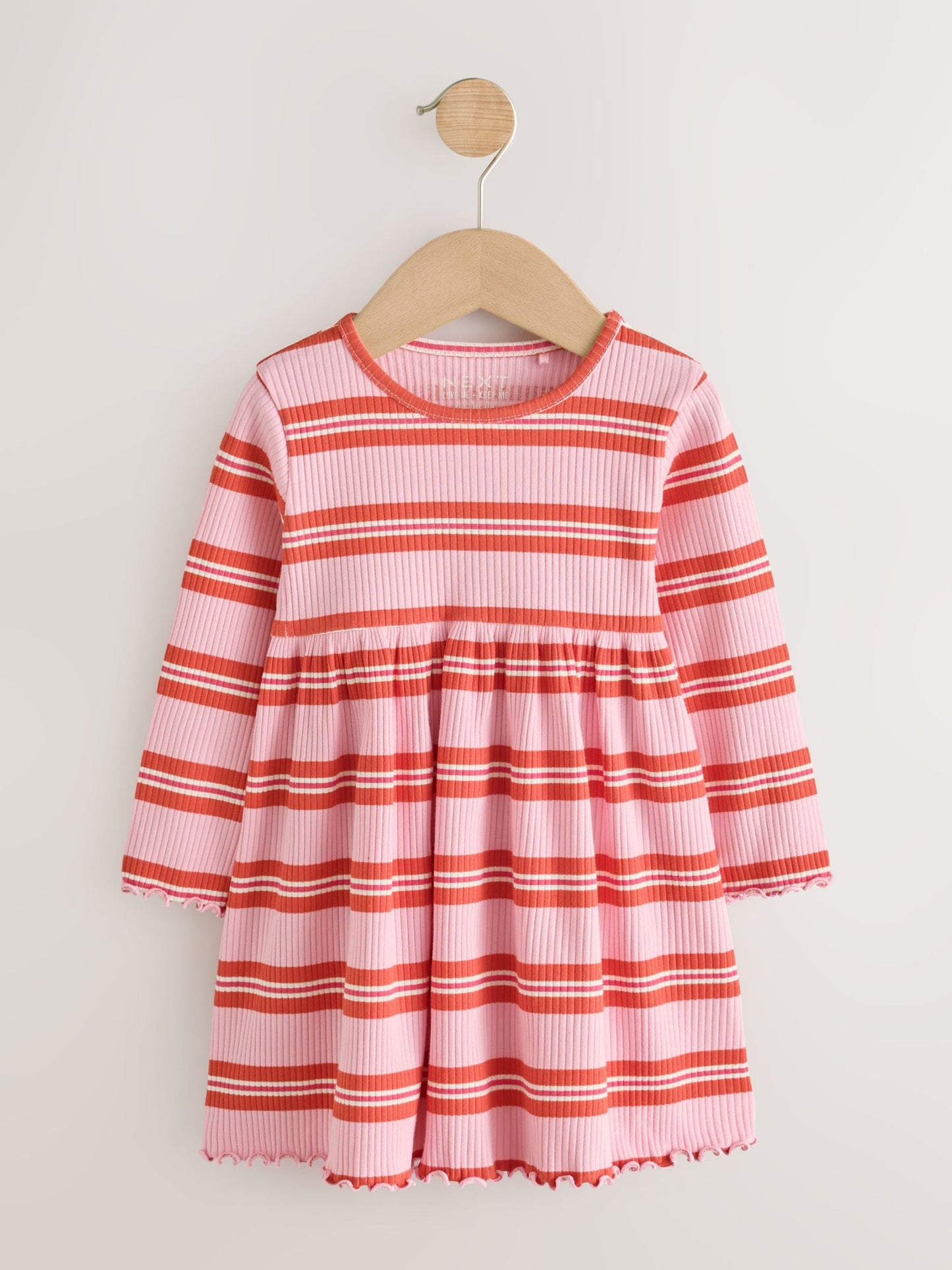 Dsiney Kidz - Green Stripe/Navy Spot/Red Stripe Long Sleeve Ribbed Dresses 3 Pack (3mths-7yrs) image 2
