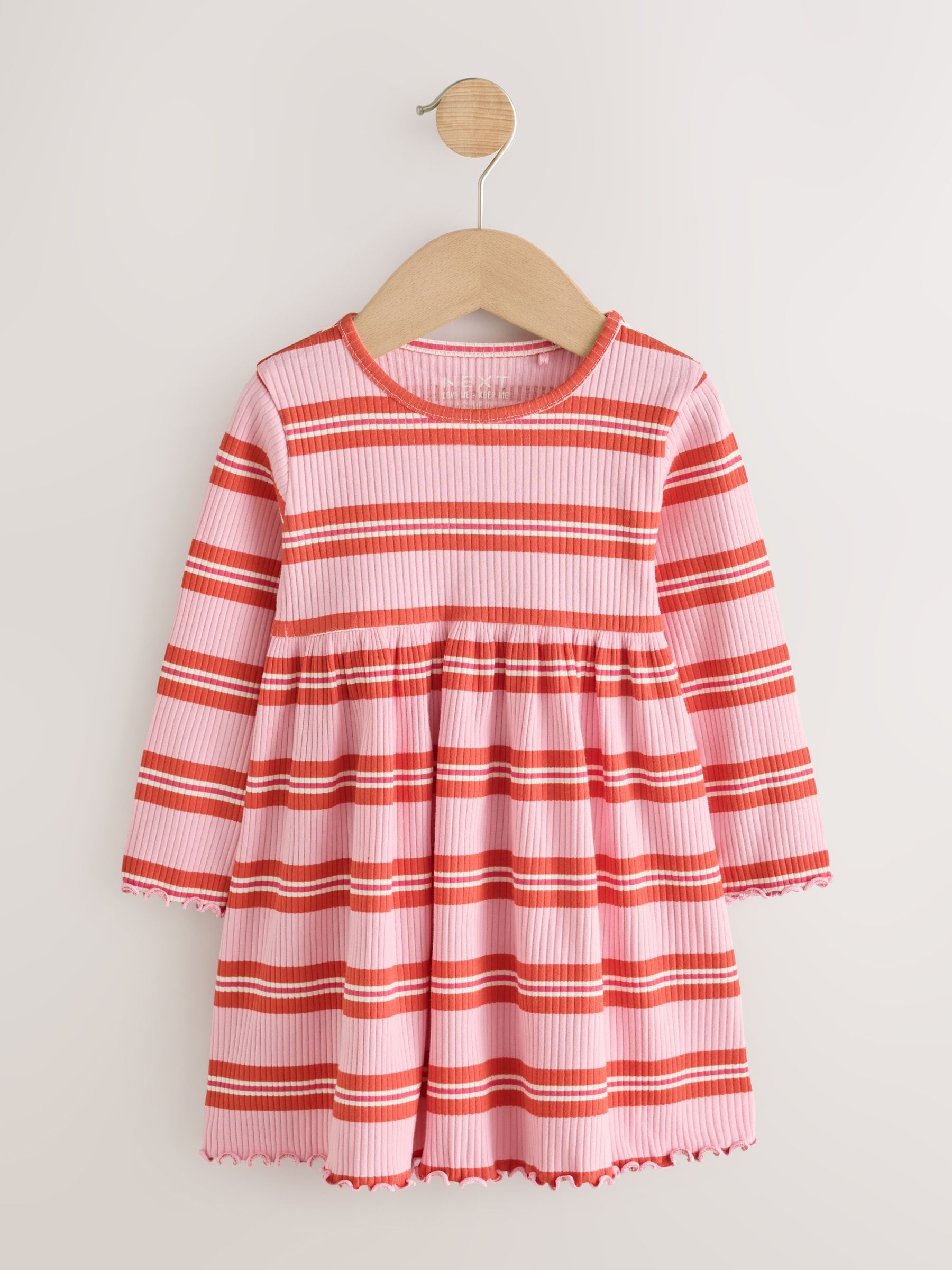 Dsiney Kidz - Green Stripe/Navy Spot/Red Stripe Long Sleeve Ribbed Dresses 3 Pack (3mths-7yrs) image 2