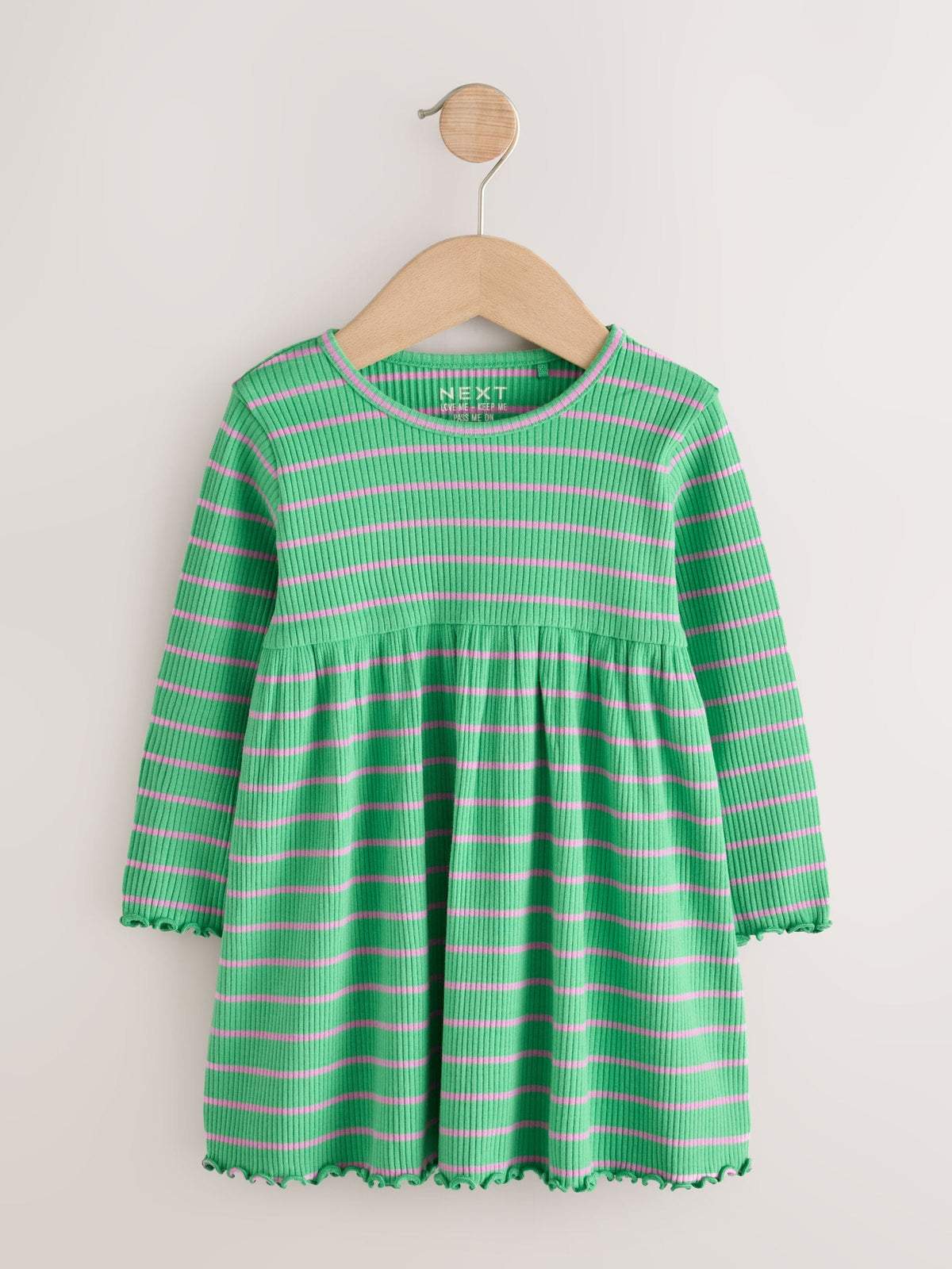 Dsiney Kidz - Green Stripe/Navy Spot/Red Stripe Long Sleeve Ribbed Dresses 3 Pack (3mths-7yrs) image 4