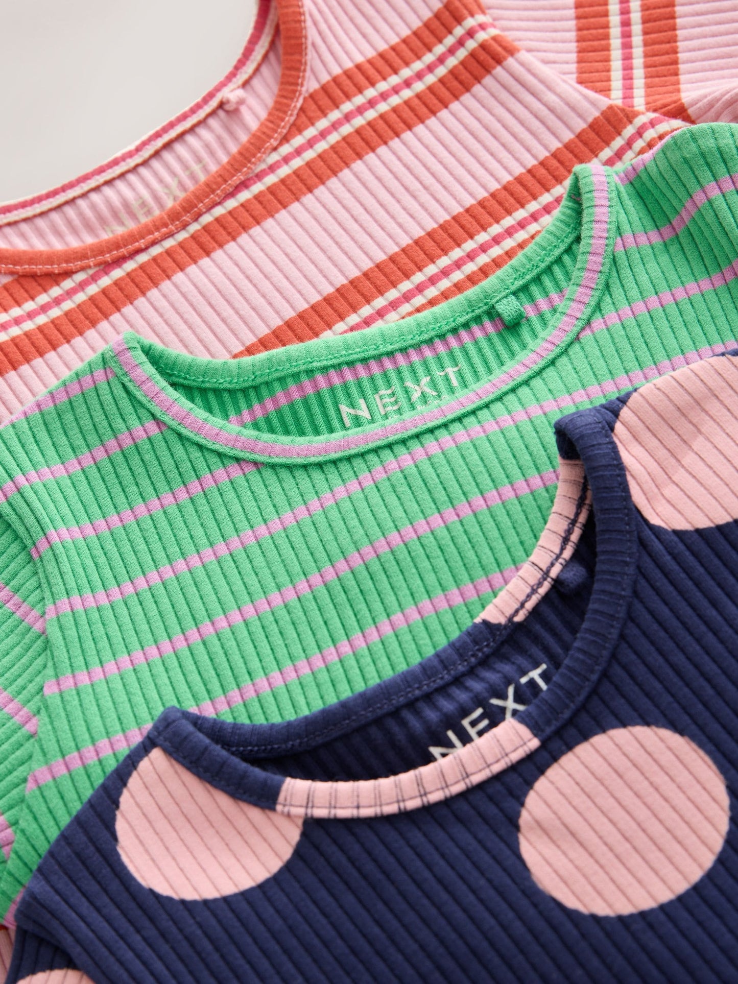 Dsiney Kidz - Green Stripe/Navy Spot/Red Stripe Long Sleeve Ribbed Dresses 3 Pack (3mths-7yrs) image 6