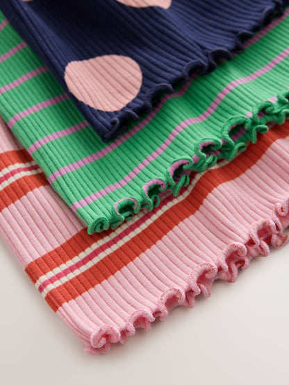 Dsiney Kidz - Green Stripe/Navy Spot/Red Stripe Long Sleeve Ribbed Dresses 3 Pack (3mths-7yrs) image 7