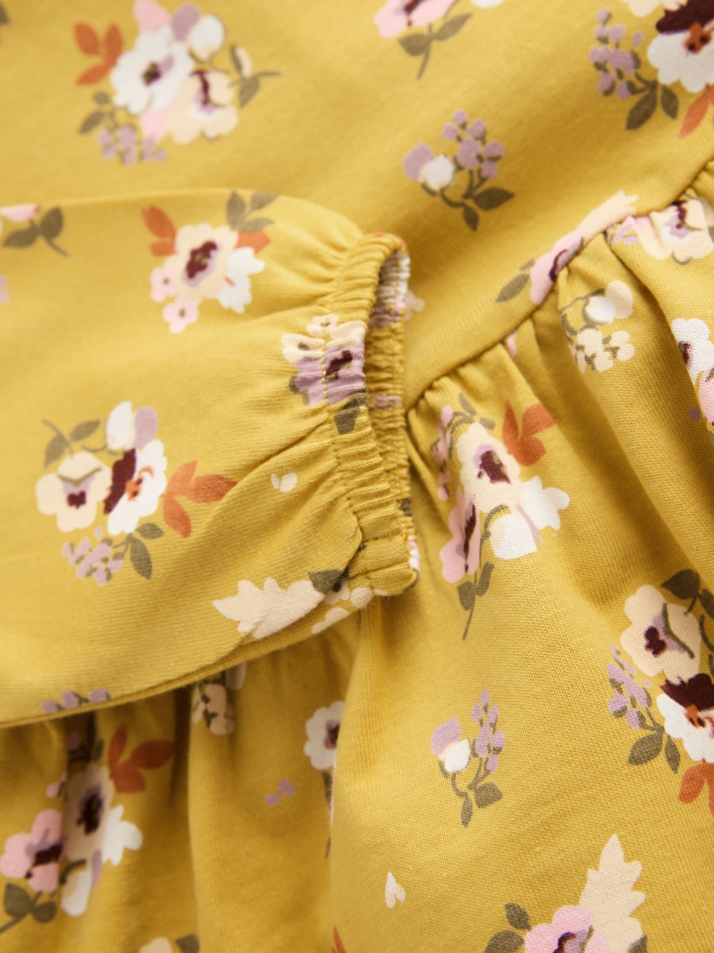 Ochre Yellow Floral Long Sleeve Tiered Dress (3mths-7yrs) image 7