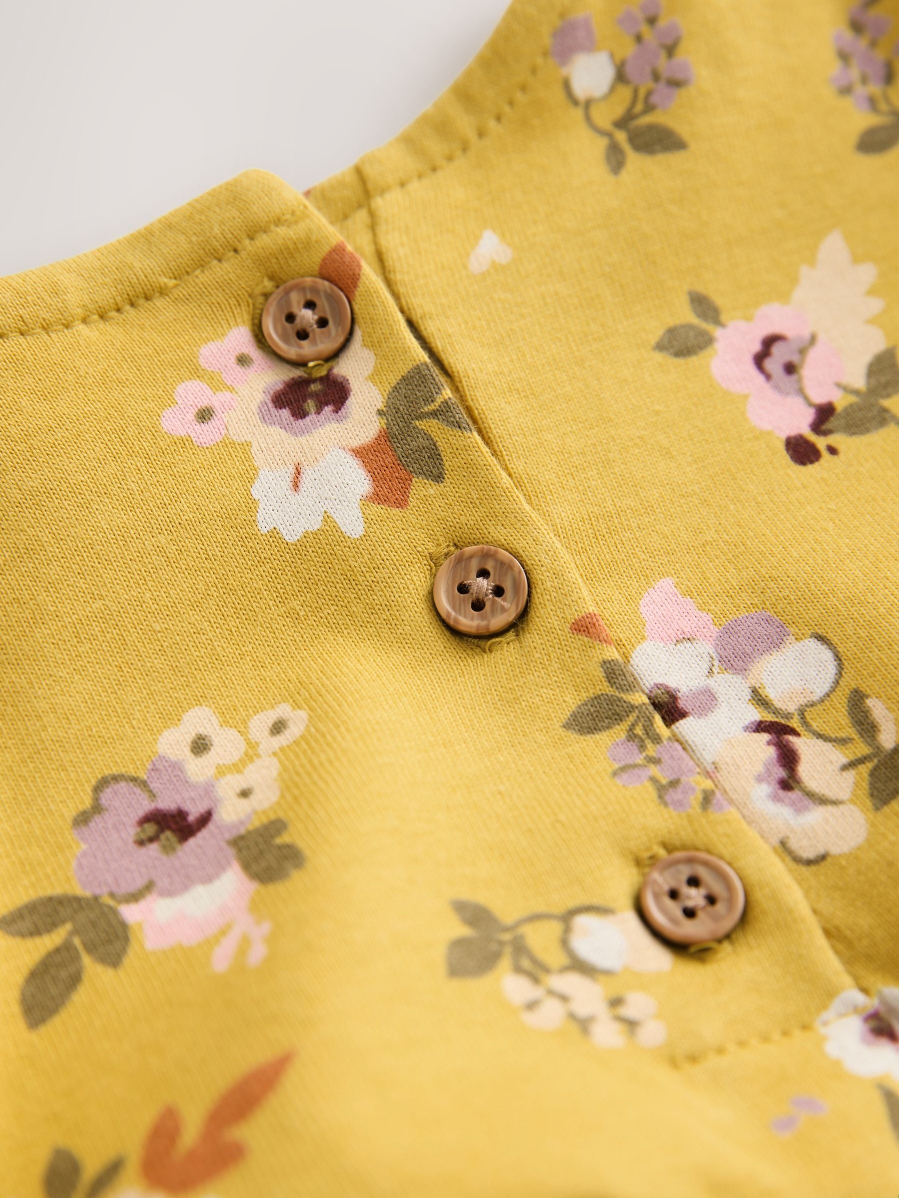 Ochre Yellow Floral Long Sleeve Tiered Dress (3mths-7yrs) image 8