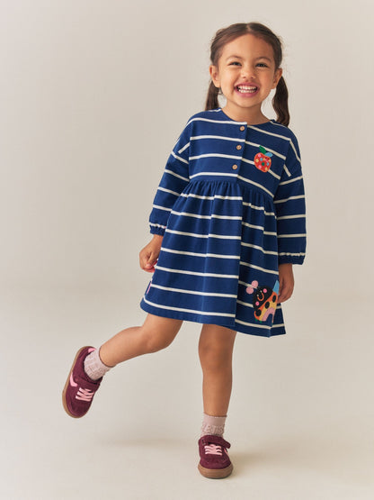 Dsiney Kidz - Navy Stripe Ladybird Long Sleeve Jersey Dress (3mths-7yrs) image 2