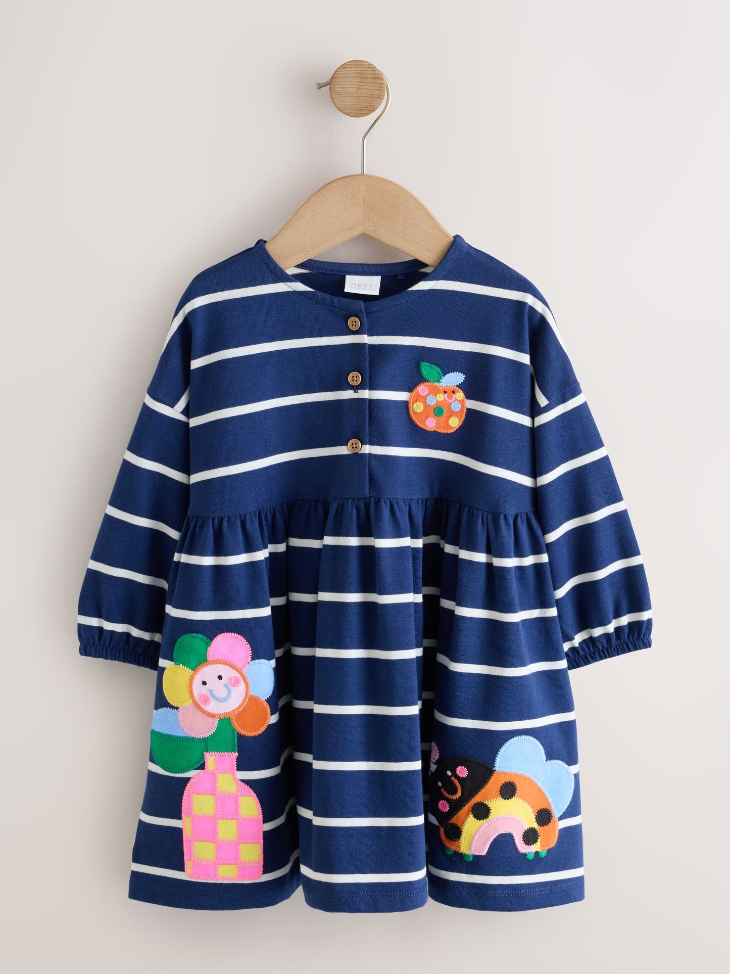 Dsiney Kidz - Navy Stripe Ladybird Long Sleeve Jersey Dress (3mths-7yrs) image 5